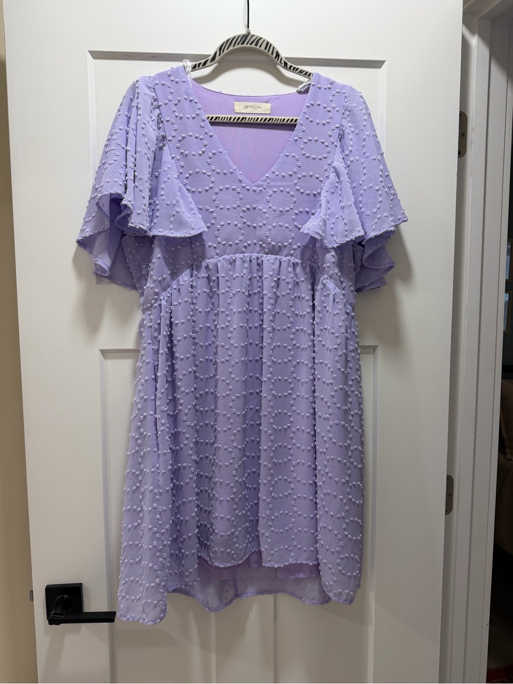 Lilac Flutter Sleeve V-Neck Dress